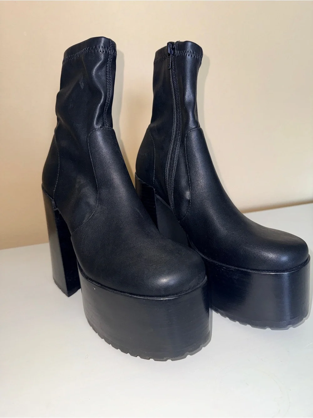 Steve Madden Black Platform Block Heel Ankle Boots